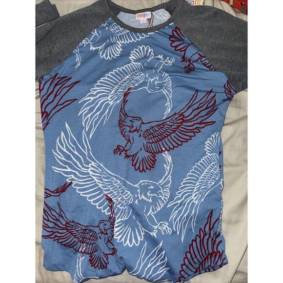 Lot Of 10 LuLaRoe Irma Azure Randy Shirt Skirt Tee Soft Patriotic Geometric - Picture 7 of 11